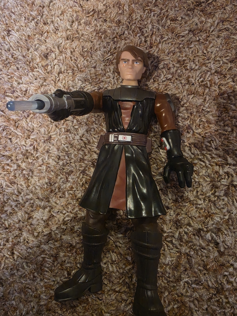 Hasbro Brown and Black Jedi Action Figure with Lightsaber